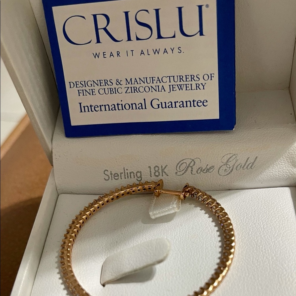 Crislu Rose Gold Inside Out Hoops - Picture 4 of 6